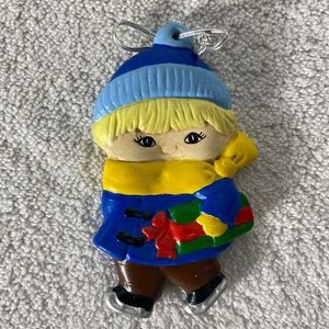 5/$35 Vintage Ceramic Hand Painted Gift Giver Christmas Tree Ornament Decoration